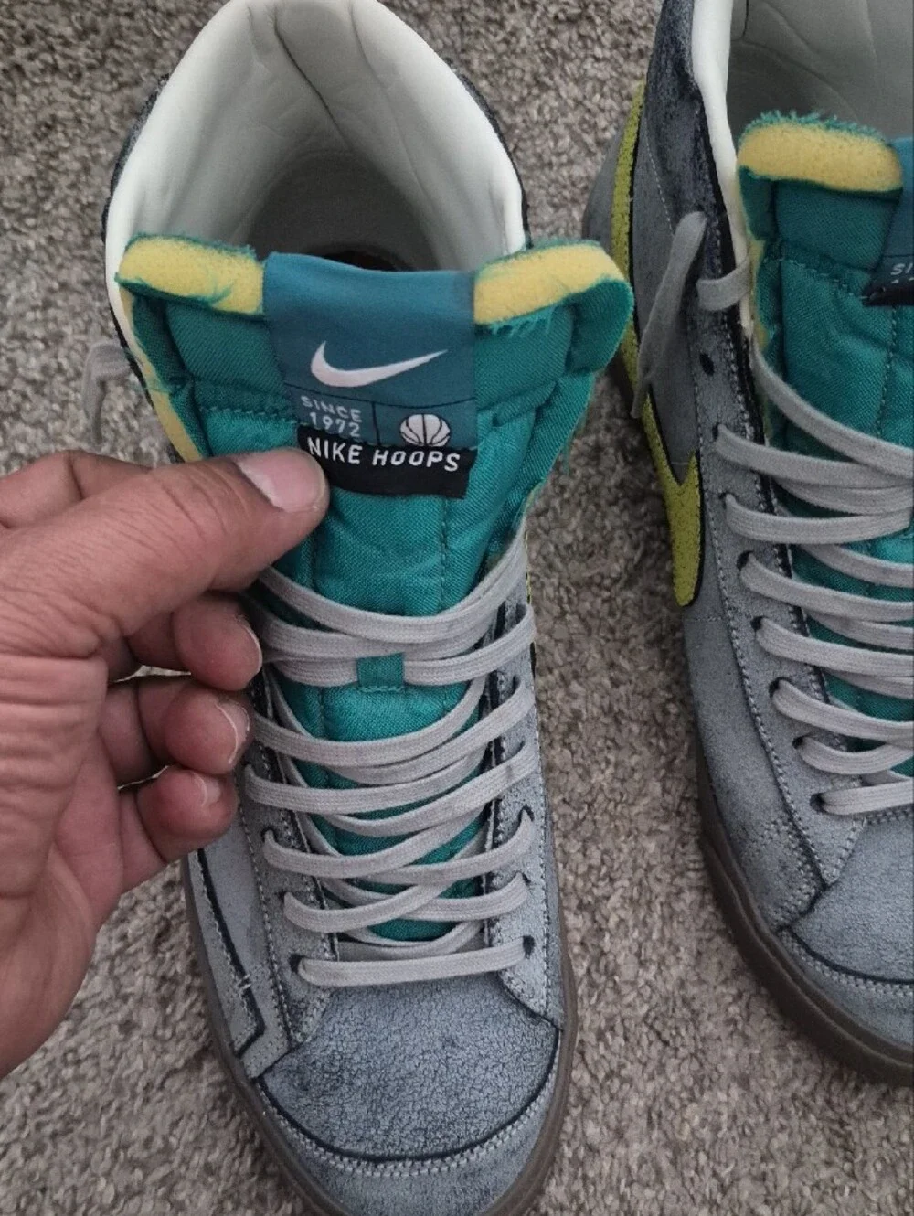 Nike Blazer Ben Simmons Teal, Gray & Yellow High-Top Sneakers